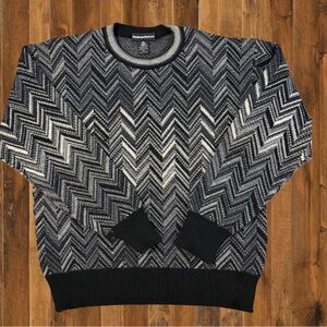 Neiman Marcus 100% Merino Wool Sweater M – Vintage Chevron Knit Luxe